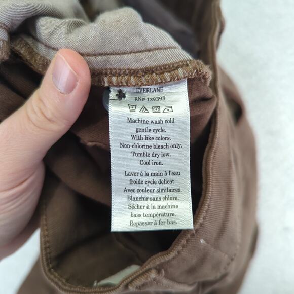 Everlane Brown Utility Kick Flare Pants Cotton Stretch Women 4 Cropped Wide Leg - Picture 8 of 9